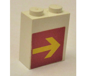 LEGO Brick 1 x 2 x 2 with Yellow Arrow on Both Sides Sticker with Inside Axle Holder (3245)