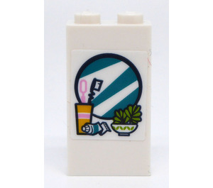 LEGO Steen 1 x 2 x 3 met Mirror, Toothbrushes en Toothpaste Sticker (22886)