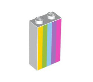LEGO Brique 1 x 2 x 3 avec Rainbow Rayures Jaune / Green / Bleu (22886 / 104590)