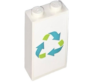 LEGO Kloss 1 x 2 x 3 med Recycling Symbol Klistremerke (22886)