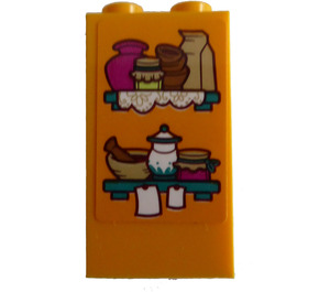 LEGO Steen 1 x 2 x 3 met Twee Shelves met Eten Sticker (22886)