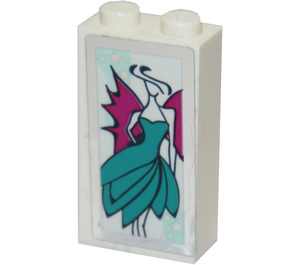 LEGO Brick 1 x 2 x 3 with Woman Wearing Dark Turquoise Dress Sticker (22886)