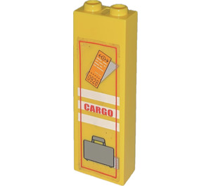 LEGO Brick 1 x 2 x 5 with "CARGO" / Suitcase Sticker with Stud Holder (2454)