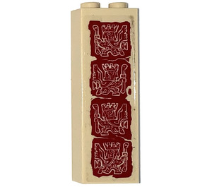 LEGO Brick 1 x 2 x 5 with Dark Red Aztec Carvings Sticker with Stud Holder (2454)