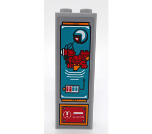 LEGO Brick 1 x 2 x 5 with Dark Turquoise and Red Decoration Sticker with Stud Holder (2454)