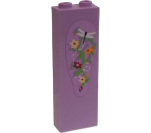LEGO Brick 1 x 2 x 5 with Dragonfly and Flowers Sticker with Stud Holder (2454)