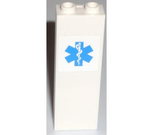 LEGO Brick 1 x 2 x 5 with EMT Star of Life Sticker with Stud Holder (2454)