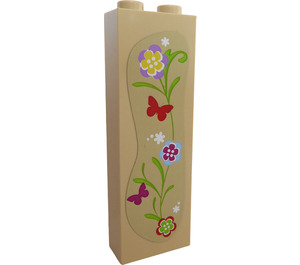 LEGO Brick 1 x 2 x 5 with Flower and Butterflies Right Sticker with Stud Holder (2454)