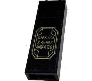 LEGO Brick 1 x 2 x 5 with Gold Runes with Octagonal Border on Transparent Background Sticker with Stud Holder (2454)
