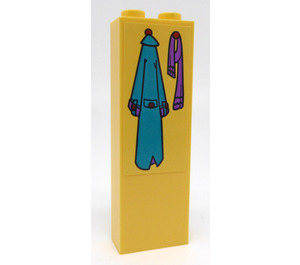 LEGO Brick 1 x 2 x 5 with Hanging Dark Turquoise Coat and  Mediium Lavender Scarf Sticker with Stud Holder (2454)