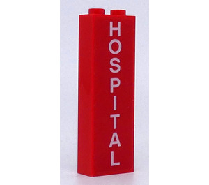 LEGO Brick 1 x 2 x 5 with 'HOSPITAL' Sticker with Stud Holder (2454)