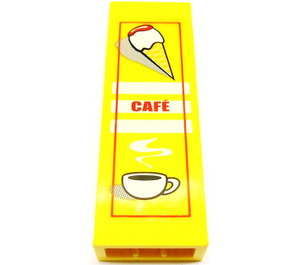 LEGO Brick 1 x 2 x 5 with Ice Cream, Red 'Café' and Cup of Coffee Sticker with Stud Holder (2454)