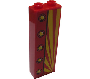 LEGO Brick 1 x 2 x 5 with Lights and Yellow/Red Angled Stripes (Right Side) Sticker with Stud Holder (2454)