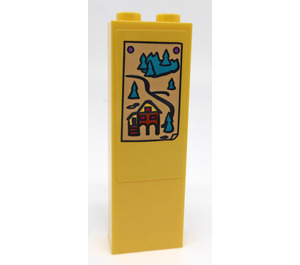 LEGO Brick 1 x 2 x 5 with Mountain Landscape Sticker with Stud Holder (2454)