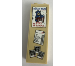 LEGO Brick 1 x 2 x 5 with Notice Board with Captain America 'I WANT YOU TO STAY IN SCHOOL' Poster and Polaroid Photographs Pattern (Sticker) with Stud Holder (2454)