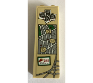 LEGO Brick 1 x 2 x 5 with Polaroid Photographs, Map, Pizza, Number 241 and Cobweb Pattern Sticker with Stud Holder (2454)