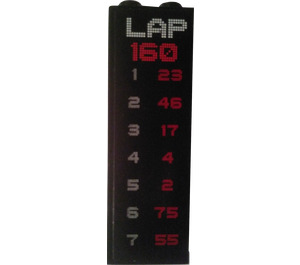 LEGO Ladrillo 1 x 2 x 5 con 'Race Lap', Leaderboard (both Lados) Pegatina con sujeción de espiga (2454)