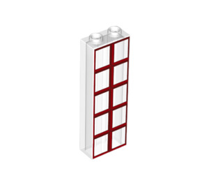 LEGO Steen 1 x 2 x 5 met Rood Venster Grid Decoratie zonder Stud Holder (2454 / 69355)