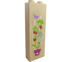 LEGO Brick 1 x 2 x 5 with strawberries plant and butterflies right  Sticker with Stud Holder (2454)