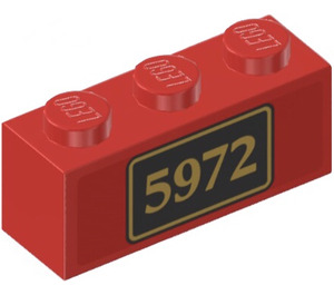 LEGO Ladrillo 1 x 3 con 5972 Pegatina (3622)