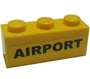 LEGO Brick 1 x 3 with Black 'AIRPORT' Sticker (3622)