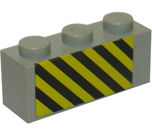 LEGO Brick 1 x 3 with Black and Yellow Danger Stripes Sticker (3622)