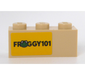 LEGO Brique 1 x 3 avec Noir 'FROGGY 101 Autocollant (3622)