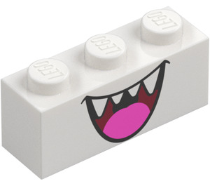 LEGO Kloss 1 x 3 med Boo Open Munn med Dark Rosa Tongue (3622)