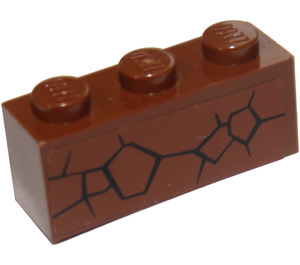 LEGO Backstein 1 x 3 mit Cracked Muster Aufkleber (3622)
