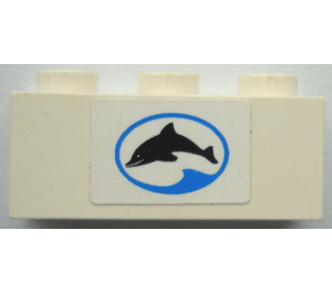 LEGO Brick 1 x 3 with Dolphin in Oval (left) Sticker (3622)