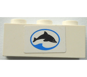 LEGO Brick 1 x 3 with Dolphin in Oval (right) Sticker (3622)