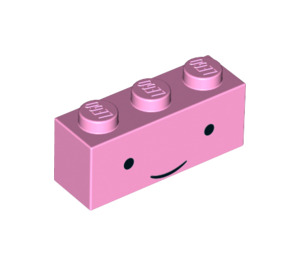 LEGO Backstein 1 x 3 mit Gesicht mit Schwarz Augen, Dünn Smile 'Princess Bubblegum' (3622 / 32737)