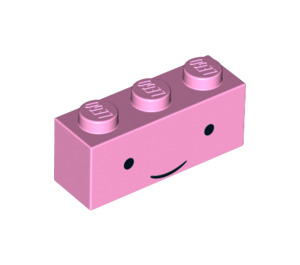 LEGO Steen 1 x 3 met Gezicht met Zwart Ogen, Dun Smile 'Prinses Bubblegum' (3622 / 32737)