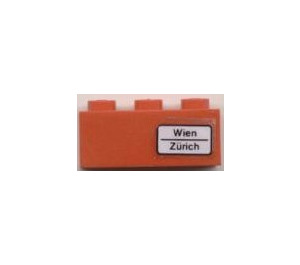 LEGO Steen 1 x 3 met 'Wien - Zürich' (Rechts) Sticker (3622)