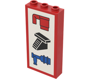 LEGO Brick 1 x 3 x 5 with Cup, Phone and Tap Decoration (3755)