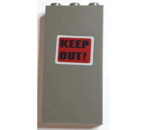 LEGO Stein 1 x 3 x 5 mit 'KEEP OUT!' Aufkleber (3755)