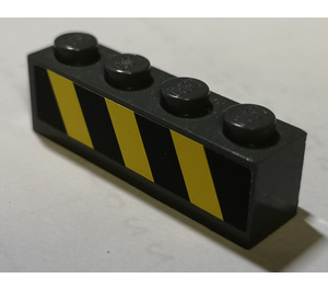 LEGO Klods 1 x 4 med 4 knops på En Side med Sort og Gul Striber Klistermærke (30414)