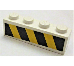 LEGO Brique 1 x 4 avec 4 Goujons sur Une Côté avec Noir et Jaune Rayures Autocollant (30414)