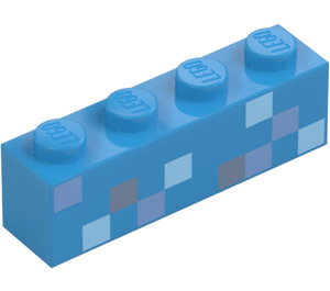 LEGO Brick 1 x 4 with Blue Squares / Pixels (3010 / 102724)