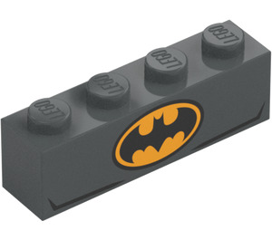 LEGO Kloss 1 x 4 med Bright Lys Oransje Batman logo og Muscle Lines (3010)