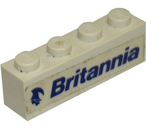 LEGO Brick 1 x 4 with 'Britannia' and Logo Left Sticker (3010)