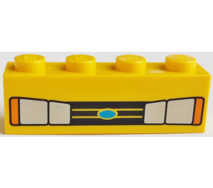 LEGO Brick 1 x 4 with Car Headlights and Blue Oval (3010)