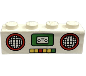 LEGO Brick 1 x 4 with Cassette Player and Speakers Sticker (3010)