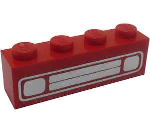 LEGO Brick 1 x 4 with Chrome Silver Car Grille and Headlights (Embossed) (3010)