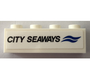 LEGO Kloss 1 x 4 med "CITY SEAWAYS" Klistermärke (3010)