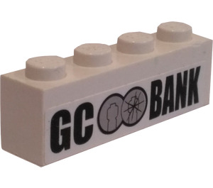 LEGO Brick 1 x 4 with Damaged GC Bank Logo Sticker (White Background) (3010)