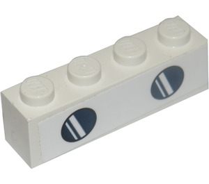 LEGO Brick 1 x 4 with Dark Blue Round Airplane Windows Sticker (3010)