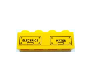 LEGO Brick 1 x 4 with 'ELECTRICS' and 'WATER' and Bolts Sticker (3010)