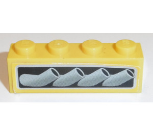 LEGO Brick 1 x 4 with Exhaust Pipes (left) Sticker (3010)