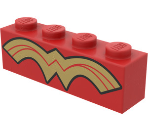 LEGO Brick 1 x 4 with Gold Wonder Woman Logo (3010)